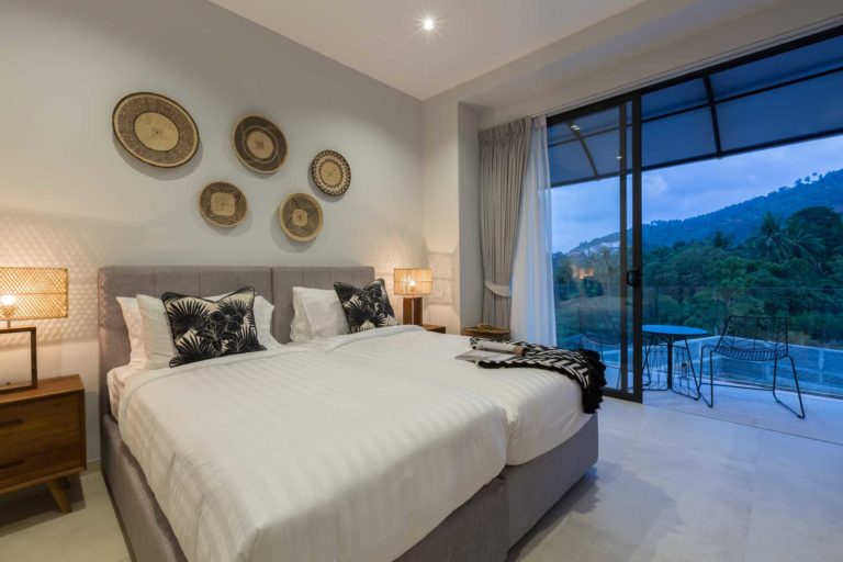 Bedroom at Vova Village, a luxury and private estate of 3 bedroom pool villas located in Chaweng, Koh Samui, Thailand